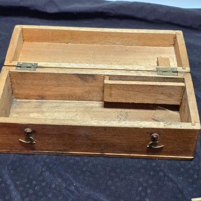 Immaculate! Antique 19th C. Small French Victorian Brass Scientific Travel Microscope with case & tweezers - marked FRANCE