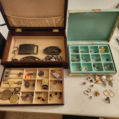 Jewelry Lot Mens & Womens Belt Buckles, Cufflinks, Awards Pins ,Money Clip, Earings, Pins .