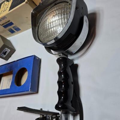 Vintage Working Lights - GE LOTT-A-LITE Movie lighting & Rare Tenson model 5975 Vintage swing arm miniature lamp