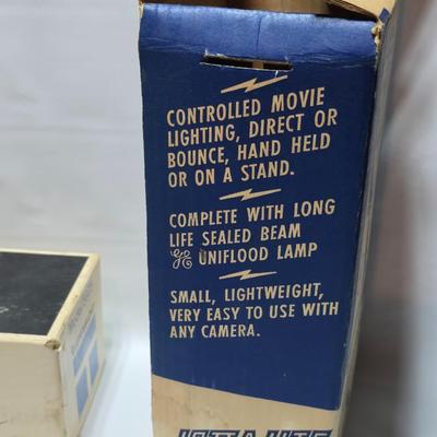 Vintage Working Lights - GE LOTT-A-LITE Movie lighting & Rare Tenson model 5975 Vintage swing arm miniature lamp
