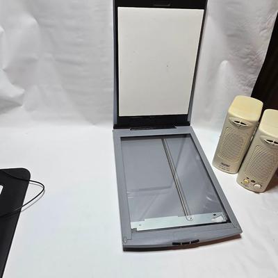 Computer accessories - Rockingfish Cooling stand - Canon scanner - Cricket wifi - and a pair of Juster speakers