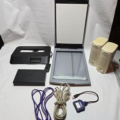 Computer accessories - Rockingfish Cooling stand - Canon scanner - Cricket wifi - and a pair of Juster speakers