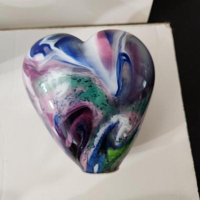 Lot of Art Glass, Slag Glass Swans , Lion, Blue Glass Basket , Glass Heart, serving tray,