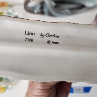 Lot of Art Glass, Slag Glass Swans , Lion, Blue Glass Basket , Glass Heart, serving tray,