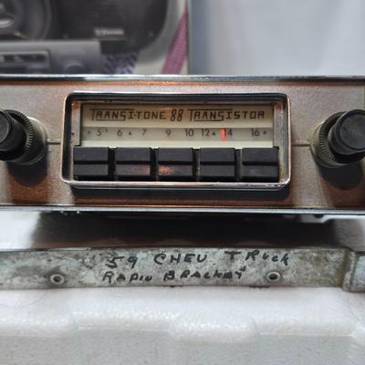 Two older auto car radios - Ford & 59' Chevy Truck with a new set of Emerson speakers