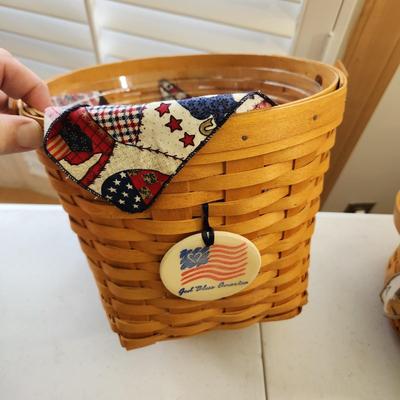 Lot of 4 Longaberger Baskets Woven Memories 2000, Chicken Lid, Ice Bucket ,