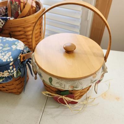 Lot of 4 Longaberger Baskets Woven Memories 2000, Chicken Lid, Ice Bucket ,