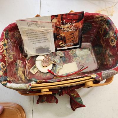 Lot of 4 Longaberger Baskets Woven Memories 2000, Chicken Lid, Ice Bucket ,