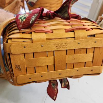 Lot of 4 Longaberger Baskets Woven Memories 2000, Chicken Lid, Ice Bucket ,