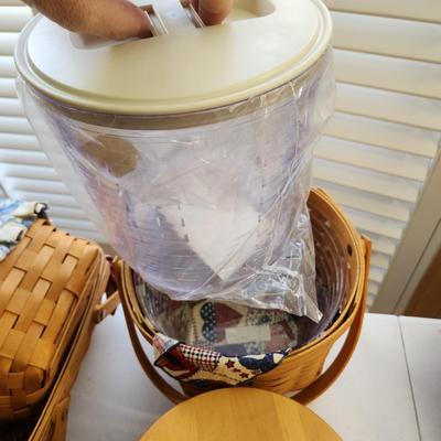 Lot of 4 Longaberger Baskets Woven Memories 2000, Chicken Lid, Ice Bucket ,