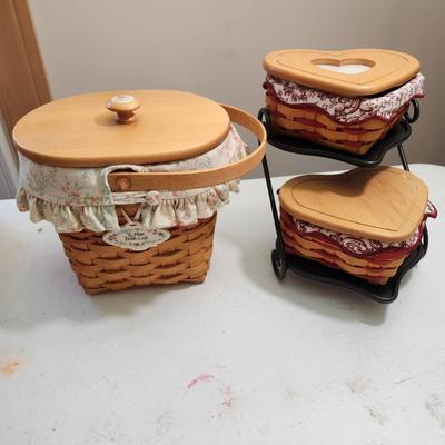 2 Longaberger Baskets To Mom with Love & Heart Shape Baskets