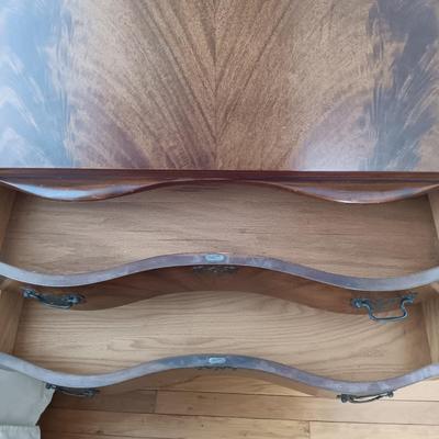 LOT 20: Antique Secretary Desk with Bowed Glass Doors