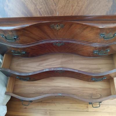 LOT 20: Antique Secretary Desk with Bowed Glass Doors
