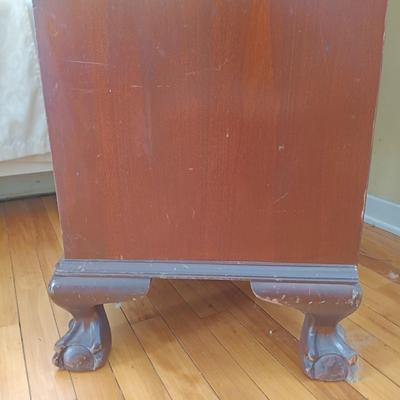 LOT 20: Antique Secretary Desk with Bowed Glass Doors