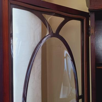 LOT 20: Antique Secretary Desk with Bowed Glass Doors