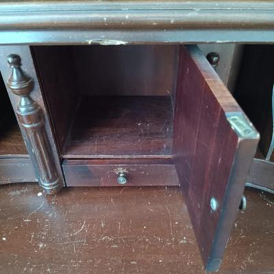LOT 20: Antique Secretary Desk with Bowed Glass Doors