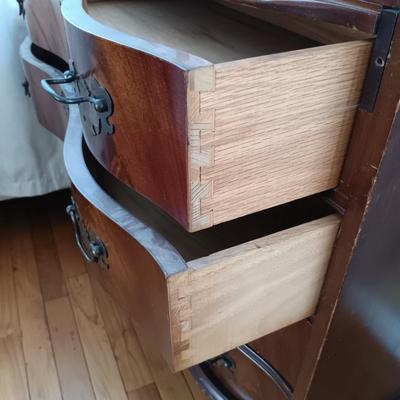 LOT 20: Antique Secretary Desk with Bowed Glass Doors