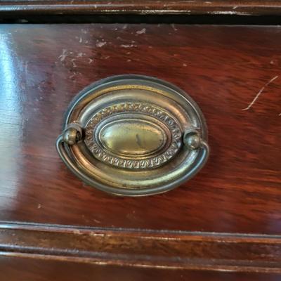 LOT 30: Vintage 4-Drawer Dixie Mahogany Bowfront Highboy Dresser