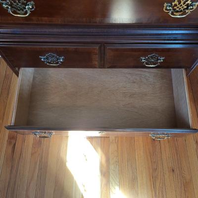LOT 31: Vintage 9-Drawer Chippendale Style High Chest Dresser