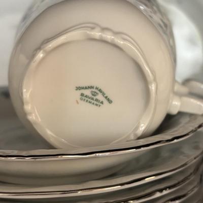 LOT 82: Vintage Johann Haviland Bavaria, Germany China "Blue Garland" & Crystal Stemware