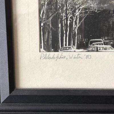 LOT 84: Home Decor Collection: Signed 1980 Photo of Philadelphia, Stained Glass Liberty Bell, Wall Clock, Lamp, Round Wall Mirror. 10x13...