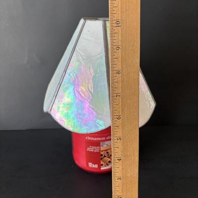 LOT 90: Stained Glass Candle Shade, Pressed Dried Flowers Hanging Glass Art, Dried Flower Trinket Box and More