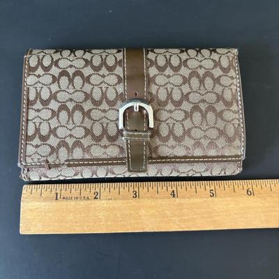 LOT 91: Prada Beige Nylon Shoulder Bag, Kate Spade Square Black Wallet and Coach Signature Wallet