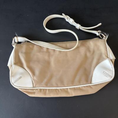 LOT 91: Prada Beige Nylon Shoulder Bag, Kate Spade Square Black Wallet and Coach Signature Wallet
