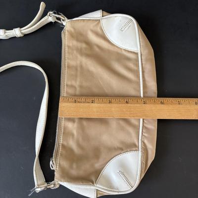 LOT 91: Prada Beige Nylon Shoulder Bag, Kate Spade Square Black Wallet and Coach Signature Wallet