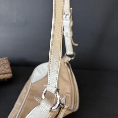LOT 91: Prada Beige Nylon Shoulder Bag, Kate Spade Square Black Wallet and Coach Signature Wallet