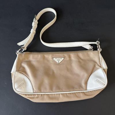 LOT 91: Prada Beige Nylon Shoulder Bag, Kate Spade Square Black Wallet and Coach Signature Wallet