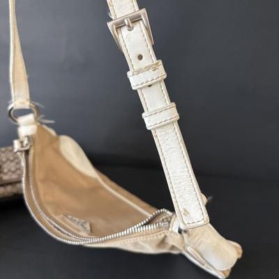 LOT 91: Prada Beige Nylon Shoulder Bag, Kate Spade Square Black Wallet and Coach Signature Wallet