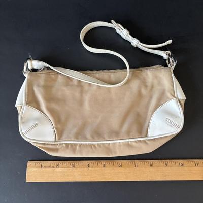 LOT 91: Prada Beige Nylon Shoulder Bag, Kate Spade Square Black Wallet and Coach Signature Wallet