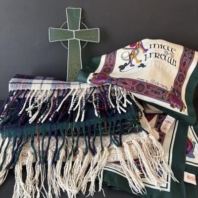 LOT 92: Made in Ireland Collection & More: Anoca Handweavers, Foxford and Mucros Wool Scarves, Stained Glass Cross
