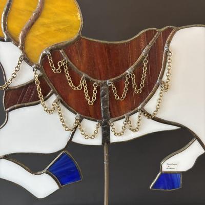 LOT 93 Large Hand-Crafted Stained Glass Carousel Horse