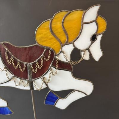 LOT 93 Large Hand-Crafted Stained Glass Carousel Horse