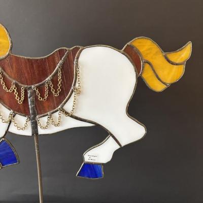 LOT 93 Large Hand-Crafted Stained Glass Carousel Horse