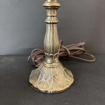 LOT 94: Accent Lamp w/Stained Glass Shade, Stained Glass Trinket Box and More