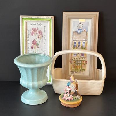 LOT 96: Vintage Haeger Pottery Vase, Home Decor Wall Art & More