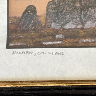LOT 95: Set of 4 Pastel Drawings by J. Woodfull of Sites of Ireland (6"x4"), 24k Electro Plated 1986 Gerity Products Clover Pen...