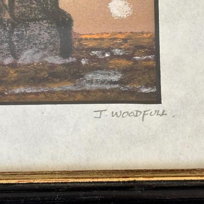 LOT 95: Set of 4 Pastel Drawings by J. Woodfull of Sites of Ireland (6"x4"), 24k Electro Plated 1986 Gerity Products Clover Pen...