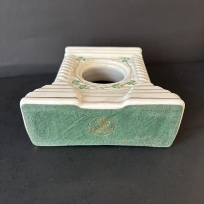 LOT 97: Belleek Mantel/Deck Clock & Shannon Crystal Clock