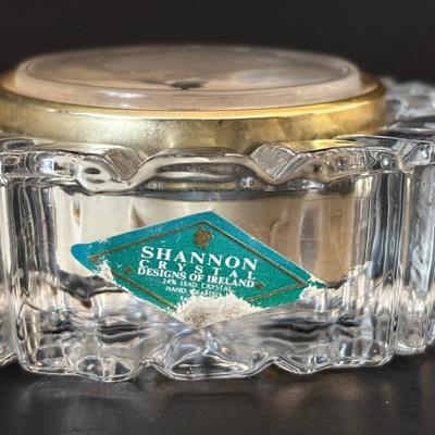LOT 97: Belleek Mantel/Deck Clock & Shannon Crystal Clock