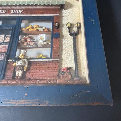 LOT 102: Bakery Diorama Wall Decor, Stainless Steel Bowls, Wooden Rolling Pin, Cookie Cutters & More