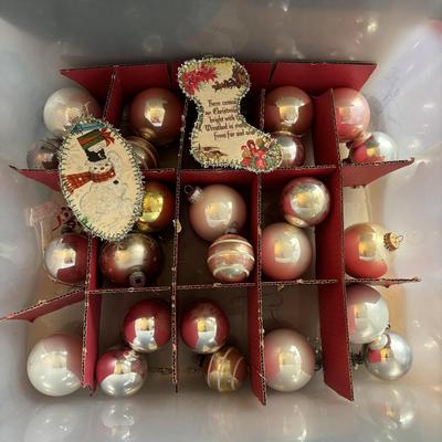 LOT 108: Vintage Ornaments in Storage Tote
