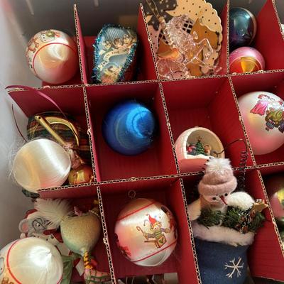 LOT 108: Vintage Ornaments in Storage Tote