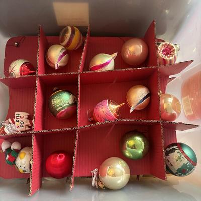 LOT 108: Vintage Ornaments in Storage Tote