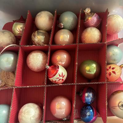 LOT 108: Vintage Ornaments in Storage Tote