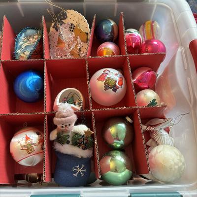 LOT 108: Vintage Ornaments in Storage Tote