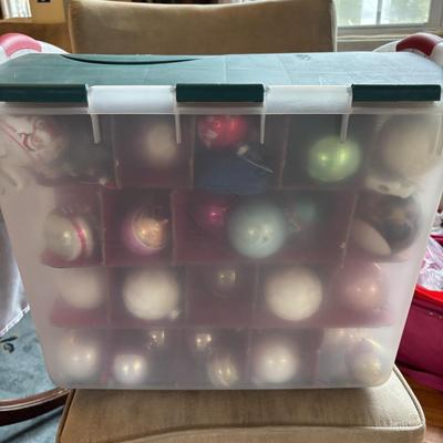 LOT 108: Vintage Ornaments in Storage Tote